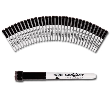 Kleenslate Small Black Dry Erase Markers with Eraser, PK36 6138